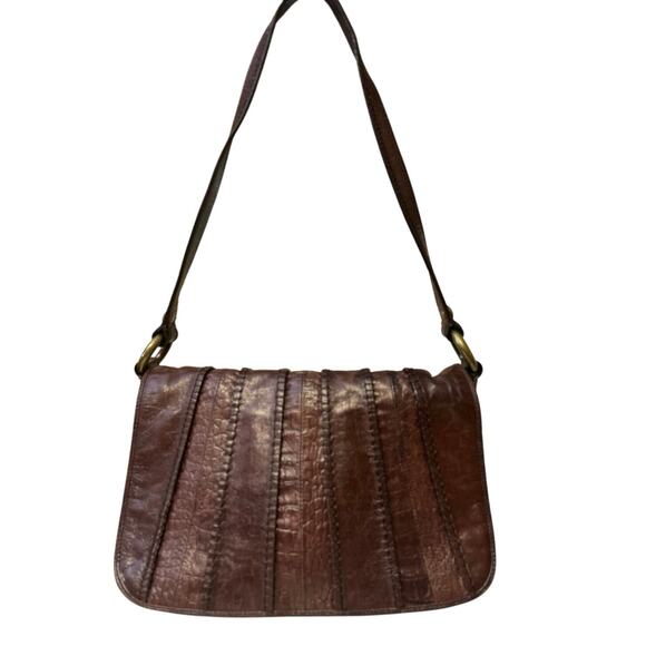 Hobo International Shoulder Bag Burgundy Brown Textured Leather Vintage Flap Bag